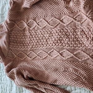 LL Bran cotton Cowl neck sweater dusty rose